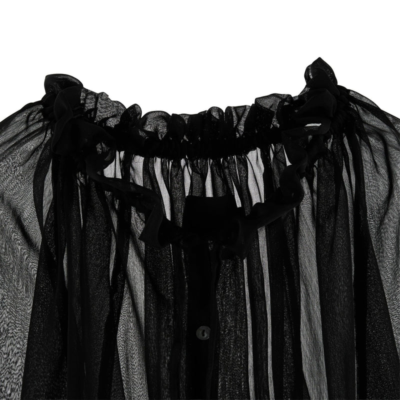 BLACK AIRY SEE-THRU SHIRT