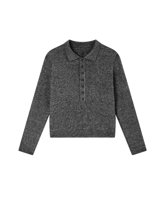 DARK GREY MAISON HENLEY POLO SHIRT