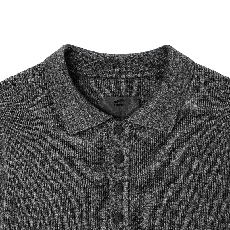 DARK GREY MAISON HENLEY POLO SHIRT
