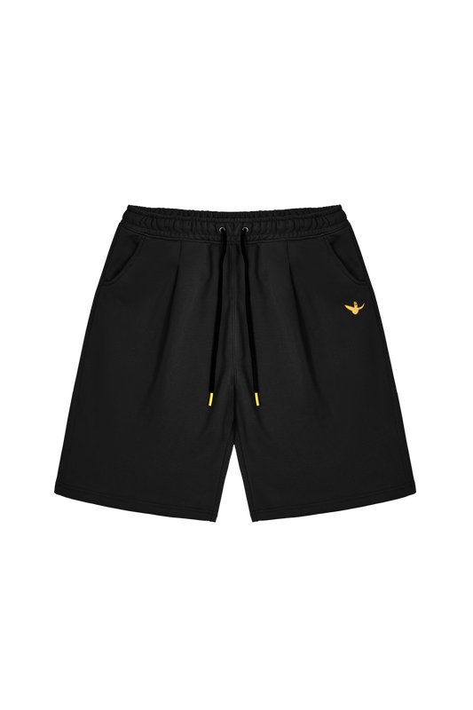 BLACK WII SINGLE PLEAT BCI COTTON SHORTS