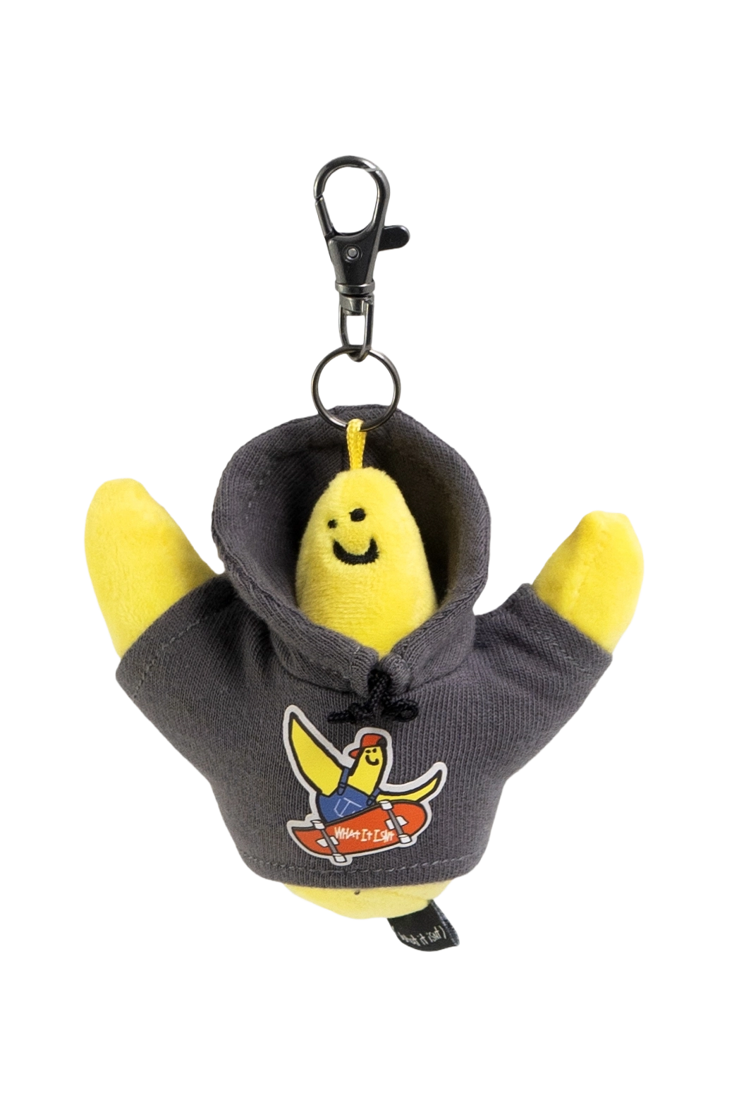 DARK GRAY WII SKATEBOARDING HOODIE STUFFED TOY KEYCHAIN