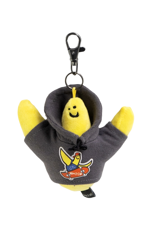 DARK GRAY WII SKATEBOARDING HOODIE STUFFED TOY KEYCHAIN