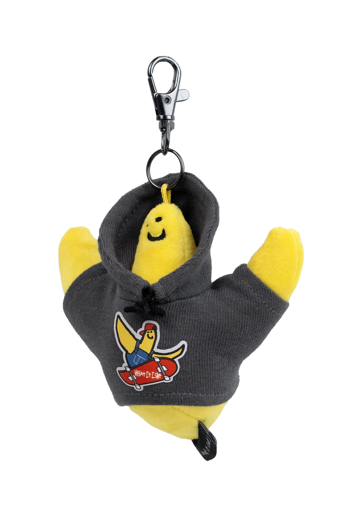 DARK GRAY WII SKATEBOARDING HOODIE STUFFED TOY KEYCHAIN