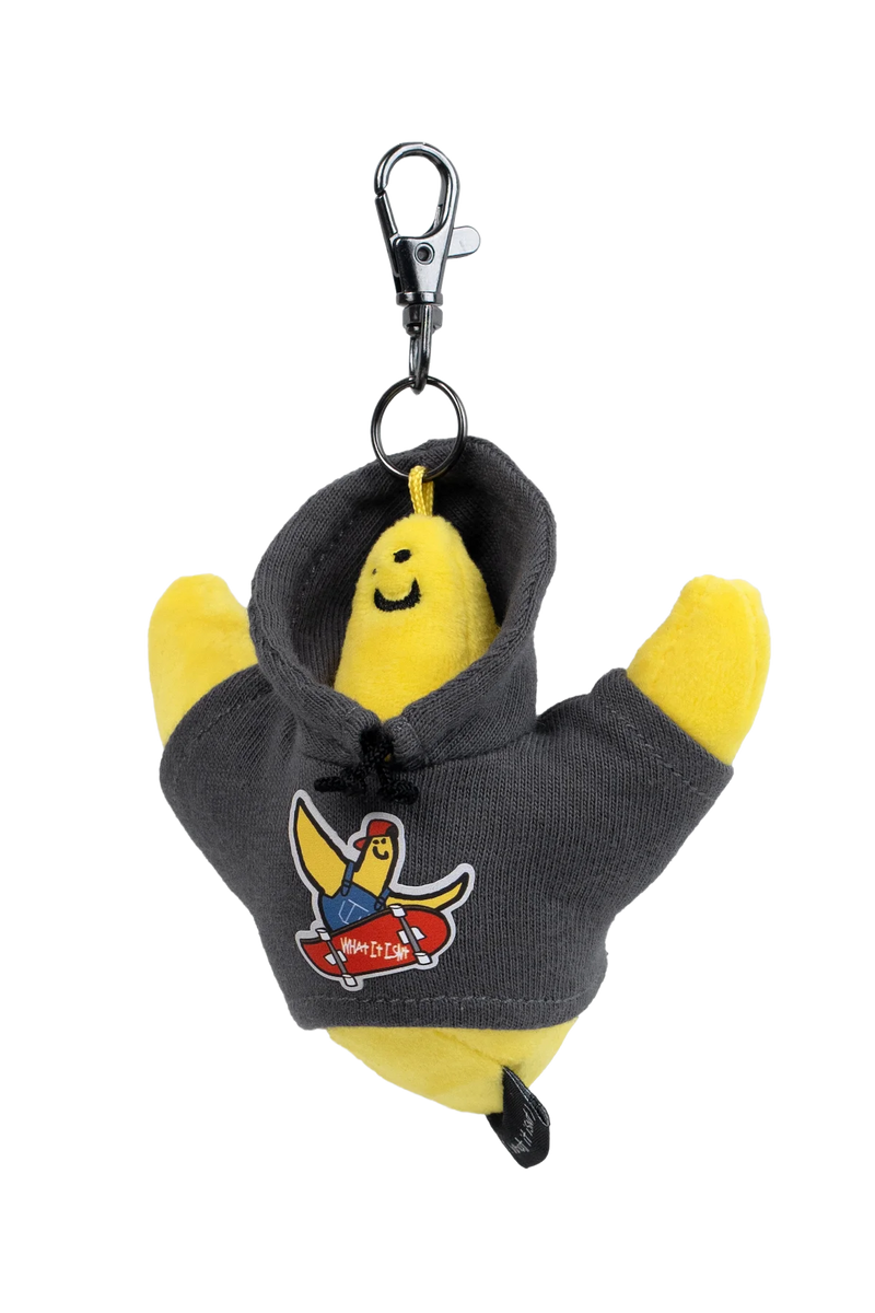 DARK GRAY WII SKATEBOARDING HOODIE STUFFED TOY KEYCHAIN