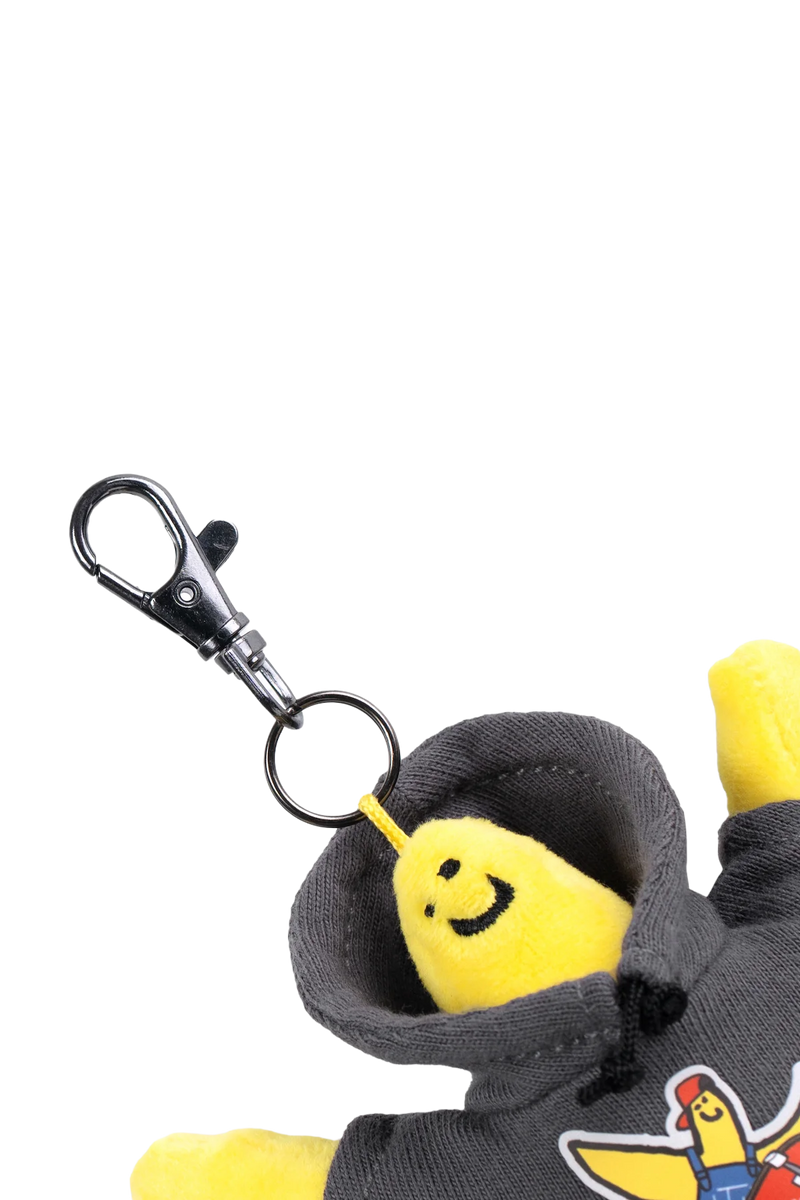 DARK GRAY WII SKATEBOARDING HOODIE STUFFED TOY KEYCHAIN