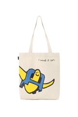BEIGE WII ANGEL STOOL CANVAS TOTE BAG