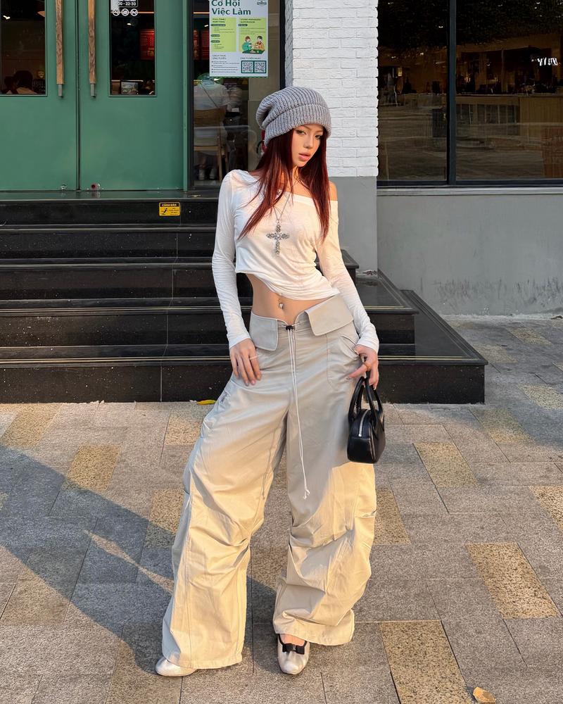 GRAY GLEAMURE PARACHUTE PANTS