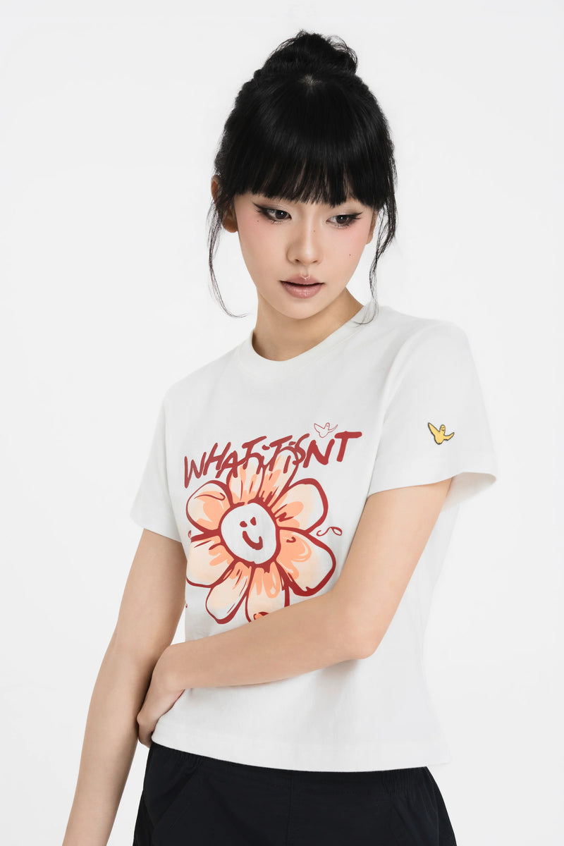 OFF WHITE WII DAISY COTTON BABY TEE