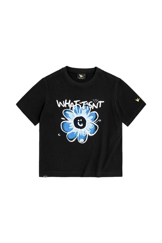 BLACK WII DAISY COTTON BABY TEE