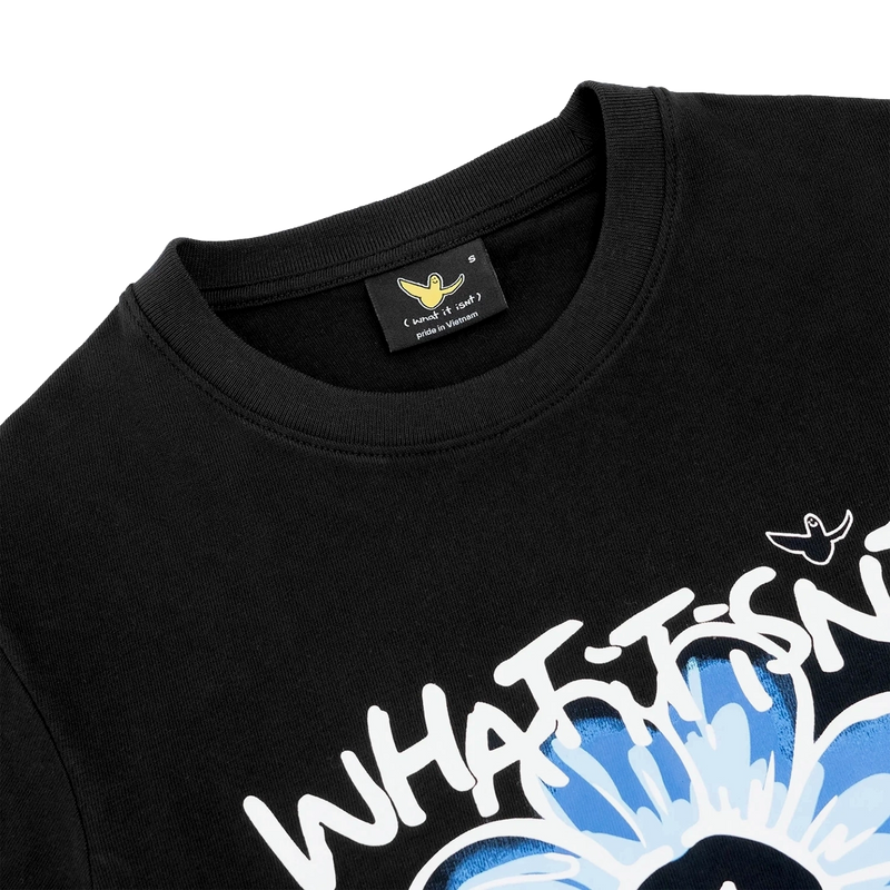 BLACK WII DAISY COTTON BABY TEE