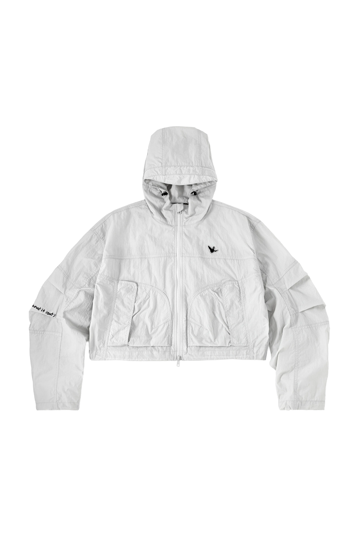 LIGHT GRAY WII POLYAMIDE HOOD ZIPPER CROPTOP JACKET