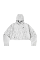 LIGHT GRAY WII POLYAMIDE HOOD ZIPPER CROPTOP JACKET