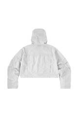 LIGHT GRAY WII POLYAMIDE HOOD ZIPPER CROPTOP JACKET