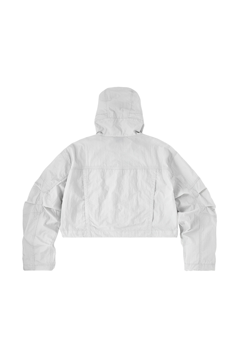 LIGHT GRAY WII POLYAMIDE HOOD ZIPPER CROPTOP JACKET