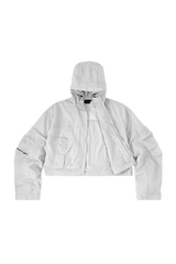 LIGHT GRAY WII POLYAMIDE HOOD ZIPPER CROPTOP JACKET
