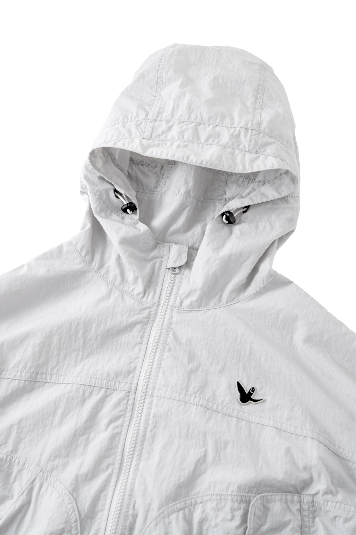 LIGHT GRAY WII POLYAMIDE HOOD ZIPPER CROPTOP JACKET