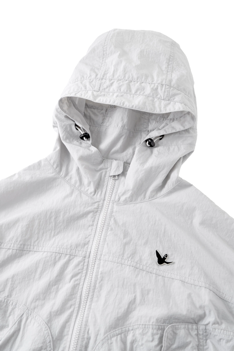 LIGHT GRAY WII POLYAMIDE HOOD ZIPPER CROPTOP JACKET