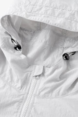 LIGHT GRAY WII POLYAMIDE HOOD ZIPPER CROPTOP JACKET