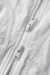 LIGHT GRAY WII POLYAMIDE HOOD ZIPPER CROPTOP JACKET