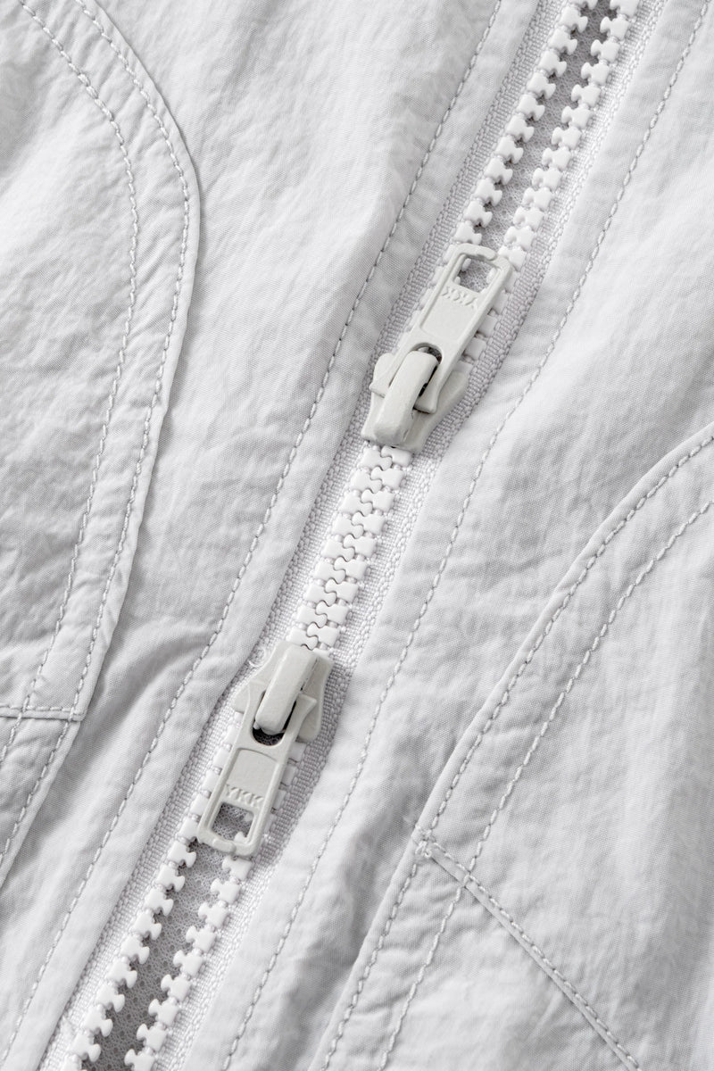 LIGHT GRAY WII POLYAMIDE HOOD ZIPPER CROPTOP JACKET