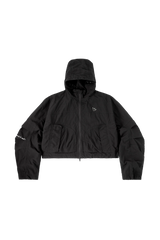 BLACK WII POLYAMIDE HOOD ZIPPER CROPTOP JACKET