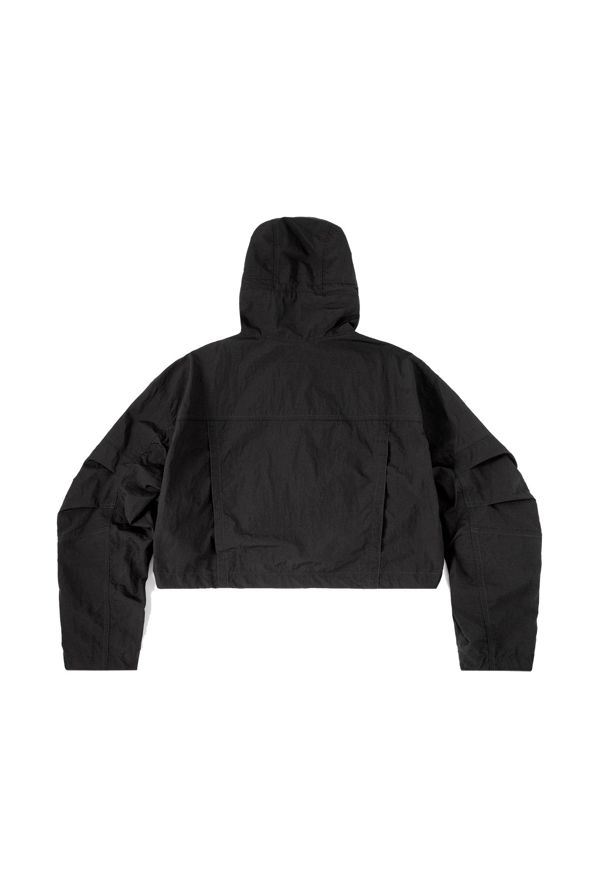 BLACK WII POLYAMIDE HOOD ZIPPER CROPTOP JACKET