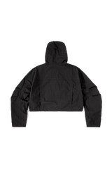 BLACK WII POLYAMIDE HOOD ZIPPER CROPTOP JACKET