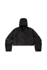 BLACK WII POLYAMIDE HOOD ZIPPER CROPTOP JACKET