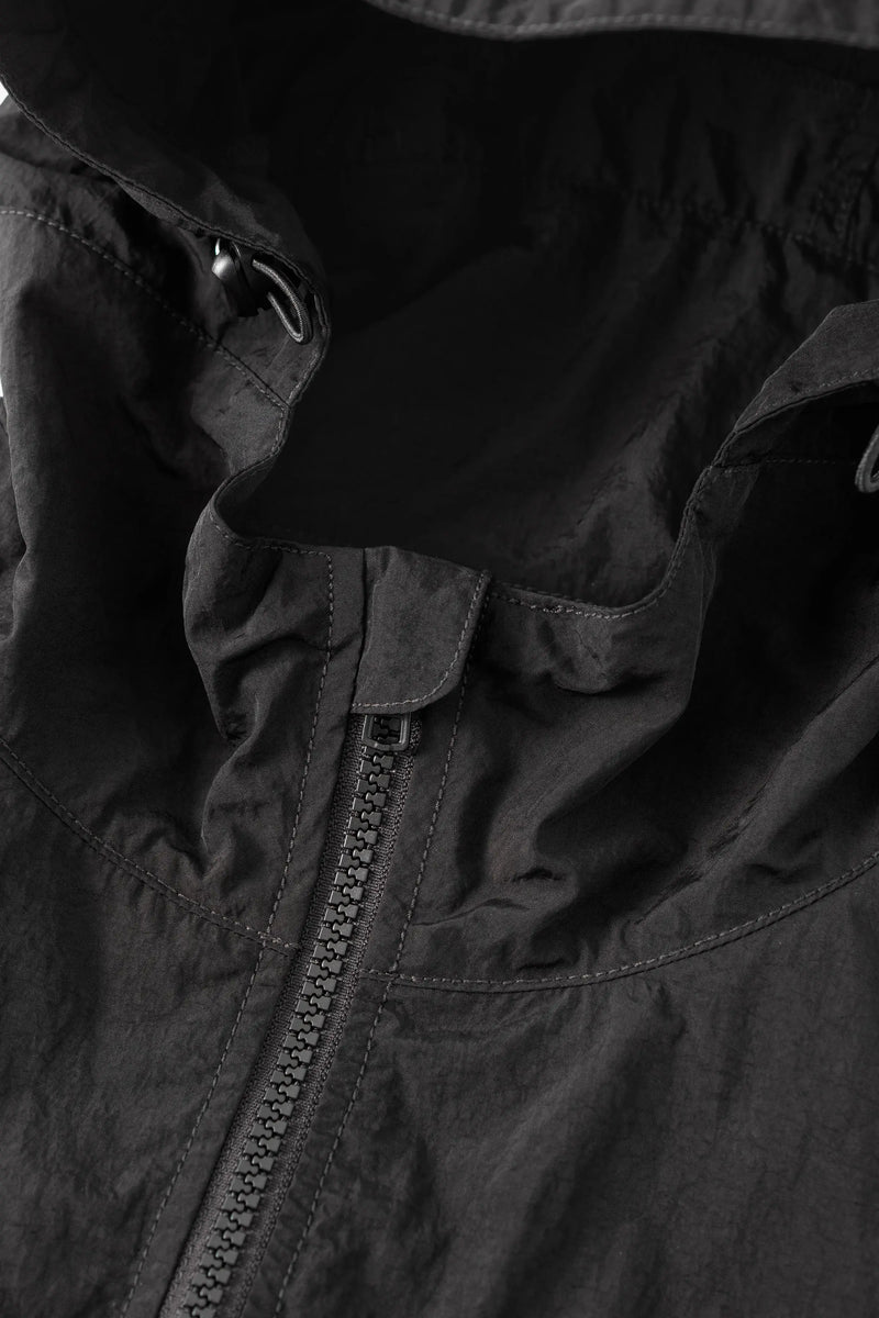 BLACK WII POLYAMIDE HOOD ZIPPER CROPTOP JACKET