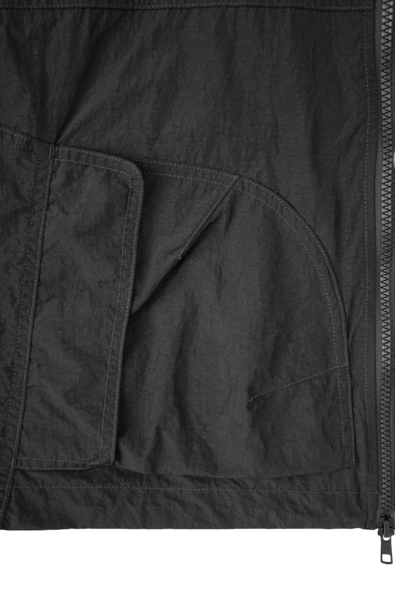 BLACK WII POLYAMIDE HOOD ZIPPER CROPTOP JACKET