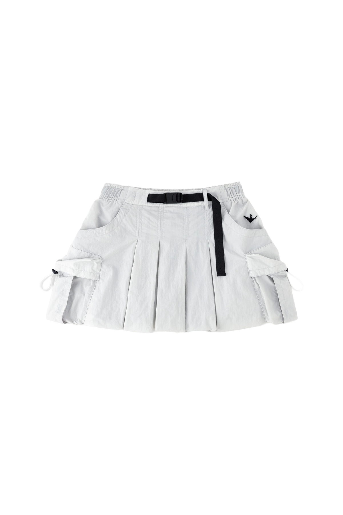 LIGHT GRAY WII POLYAMIDE PUFFY CARGO MINI SKIRT