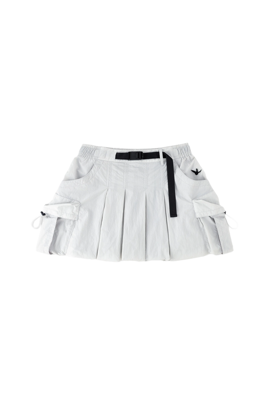 LIGHT GRAY WII POLYAMIDE PUFFY CARGO MINI SKIRT
