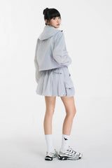 LIGHT GRAY WII POLYAMIDE PUFFY CARGO MINI SKIRT
