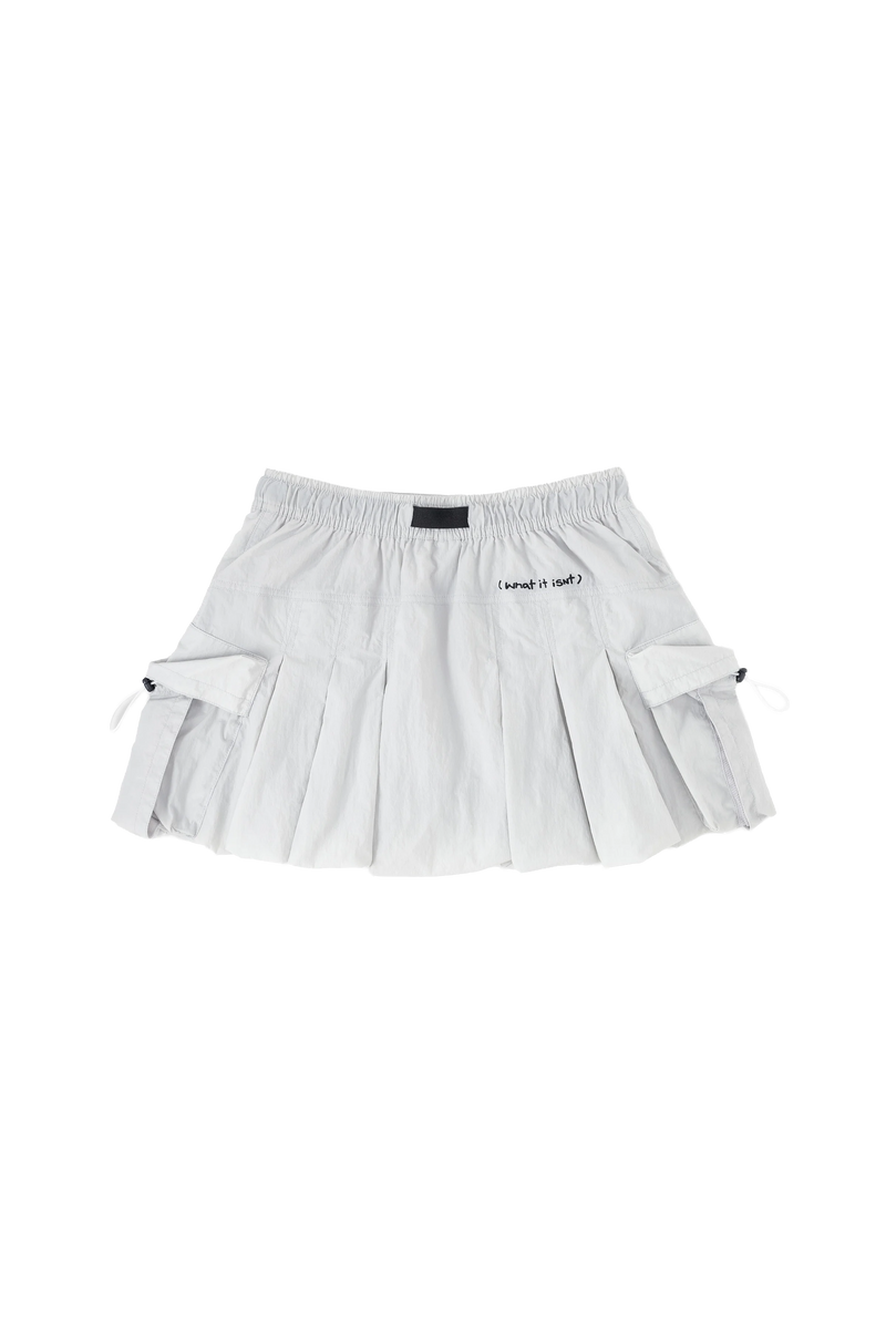 LIGHT GRAY WII POLYAMIDE PUFFY CARGO MINI SKIRT