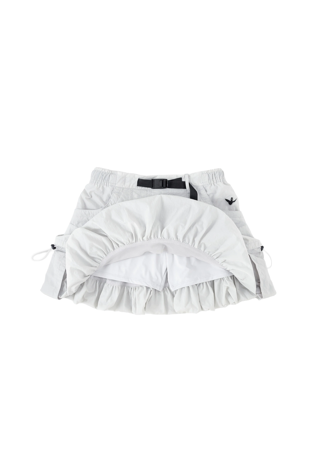 LIGHT GRAY WII POLYAMIDE PUFFY CARGO MINI SKIRT