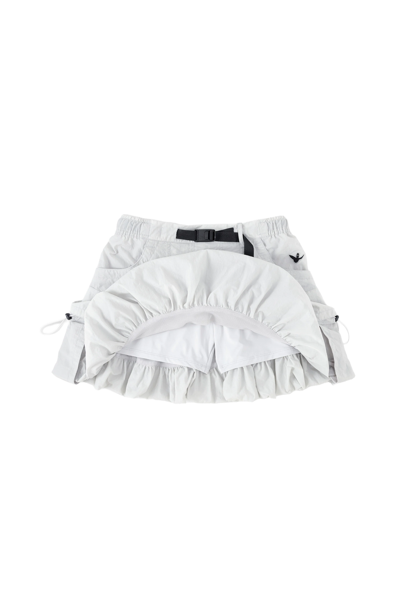 LIGHT GRAY WII POLYAMIDE PUFFY CARGO MINI SKIRT