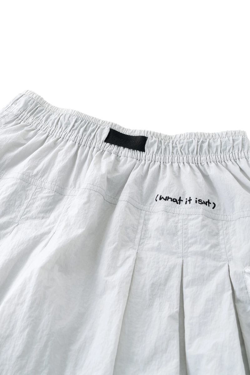LIGHT GRAY WII POLYAMIDE PUFFY CARGO MINI SKIRT