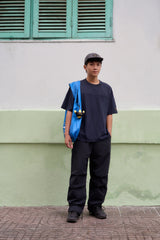 BLACK 5-PANEL POLYAMIDE RIPSTOP CAP