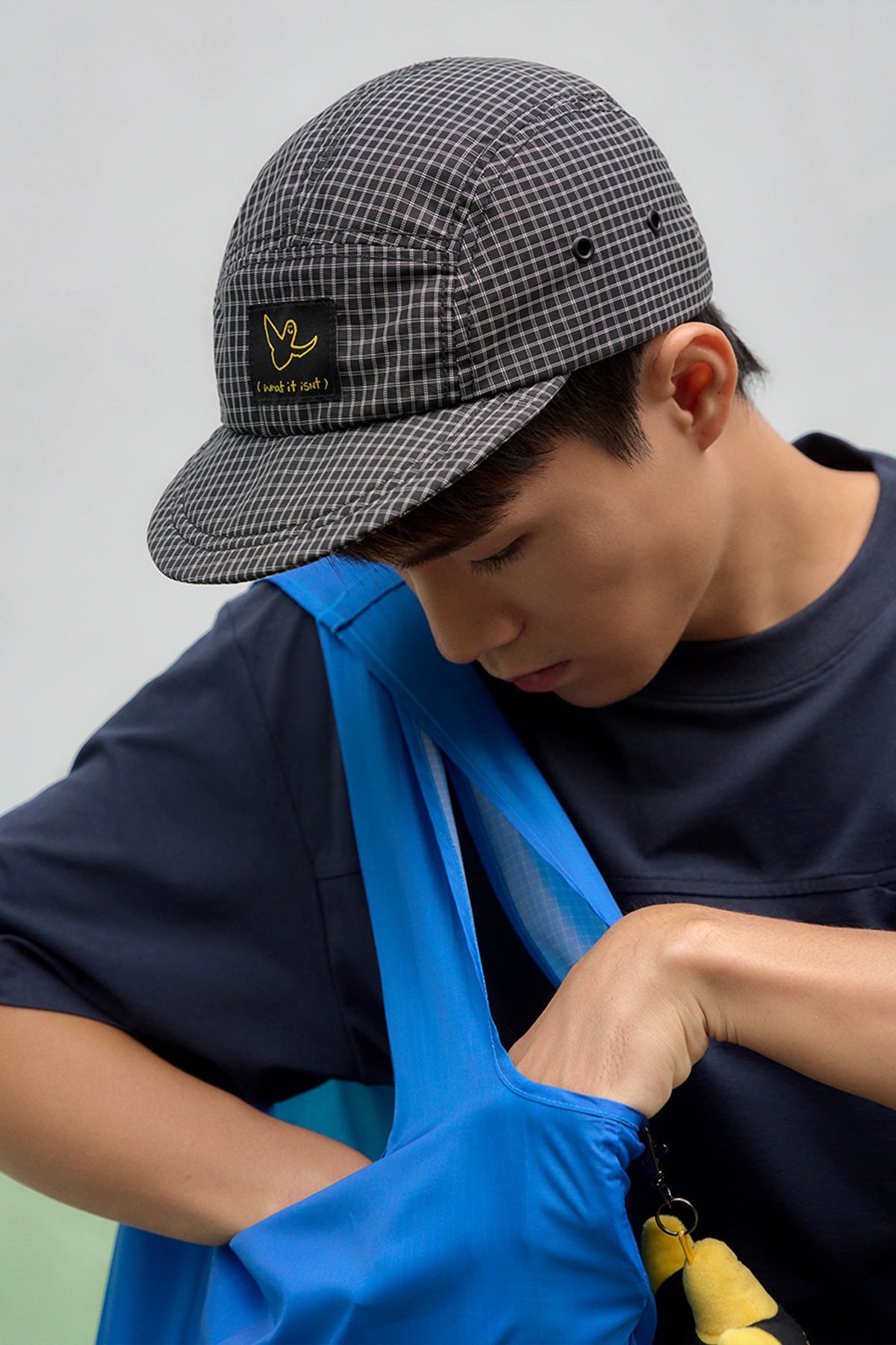 BLACK 5-PANEL POLYAMIDE RIPSTOP CAP