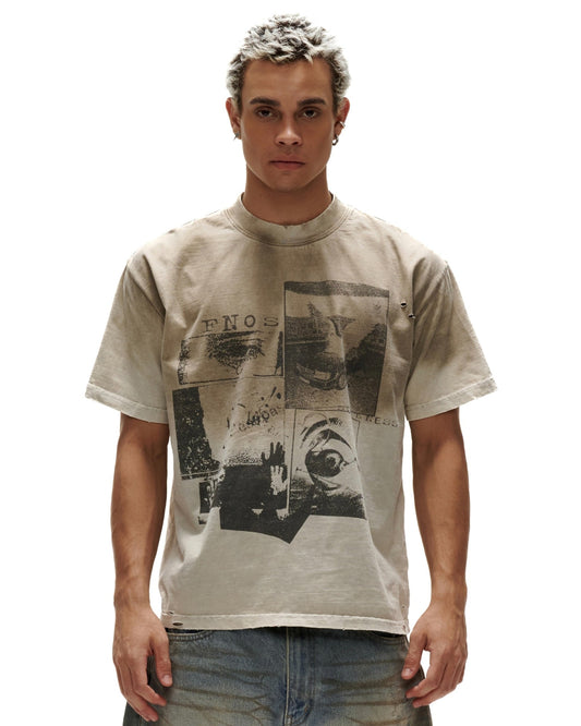 "FNOS" WASHED PRINTED TEE TWG39 - DIRTY BEIGE