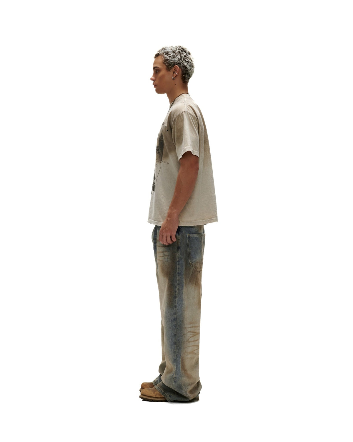 "FNOS" WASHED PRINTED TEE TWG39 - DIRTY BEIGE