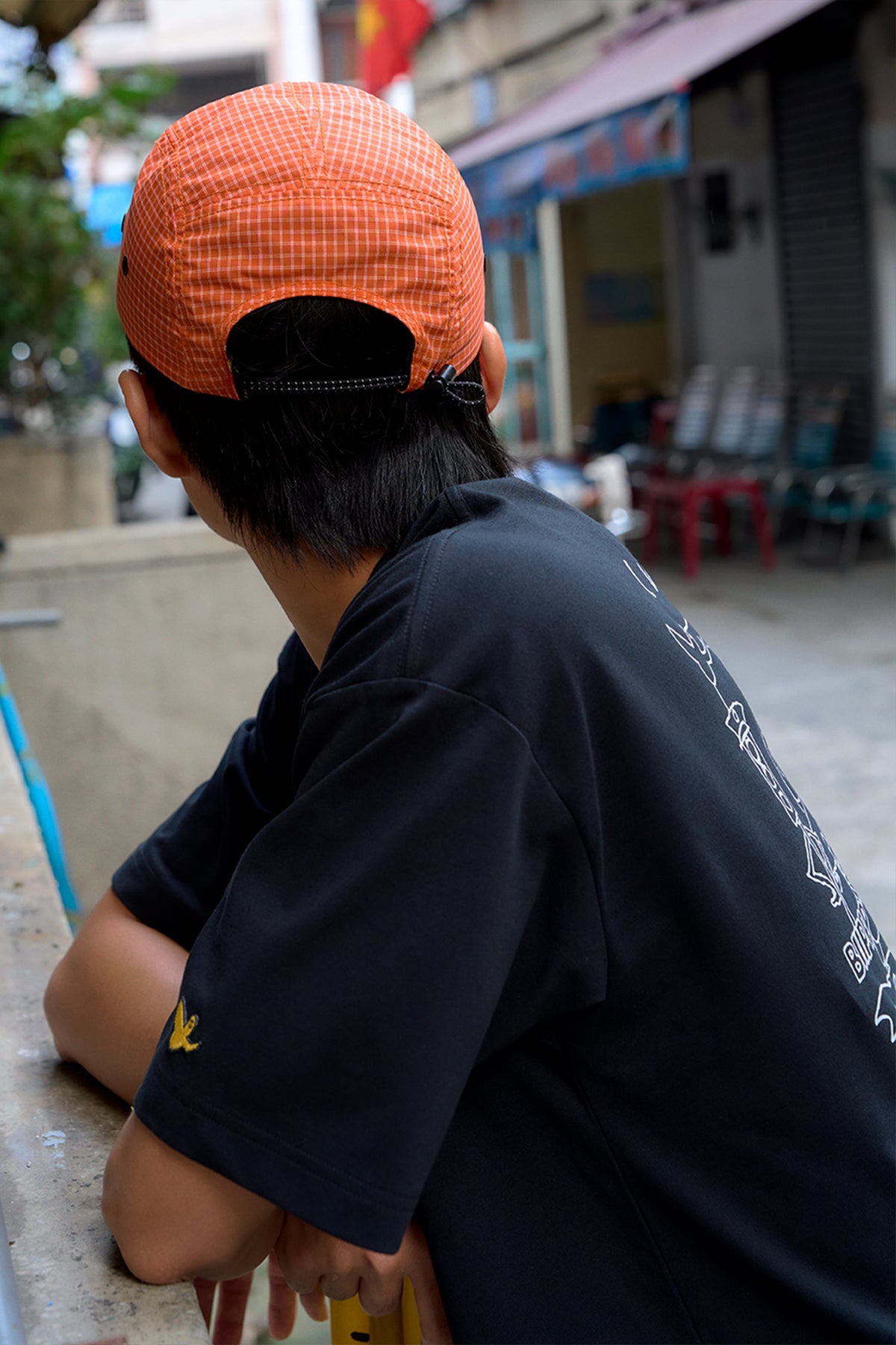 ORANGE 5-PANEL POLYAMIDE RIPSTOP CAP