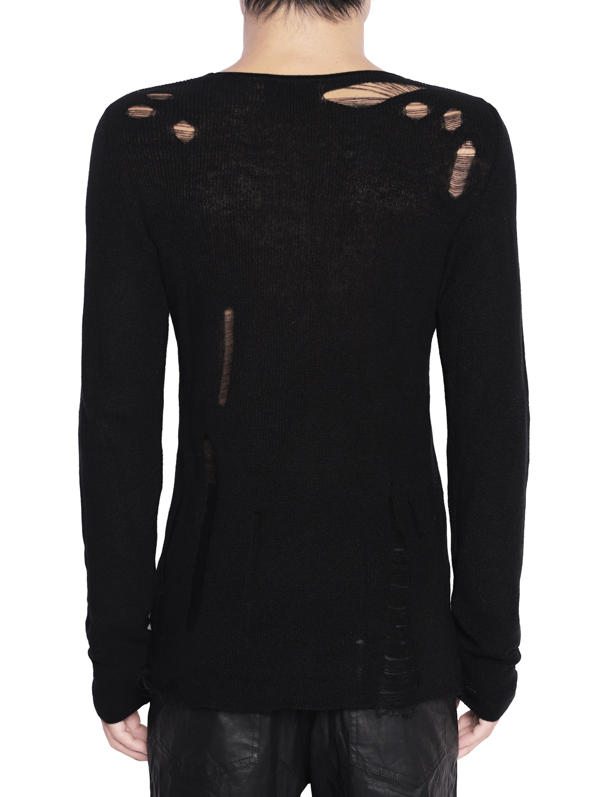 KNIT DISTRESSED BLACK LONG SLEEVES