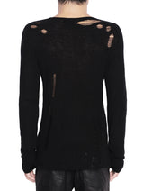 KNIT DISTRESSED BLACK LONG SLEEVES