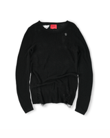 KNIT DISTRESSED BLACK LONG SLEEVES