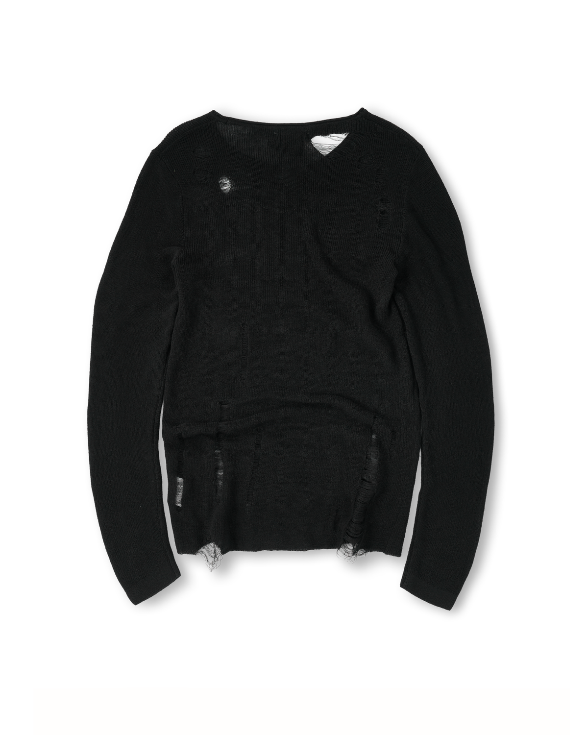 KNIT DISTRESSED BLACK LONG SLEEVES