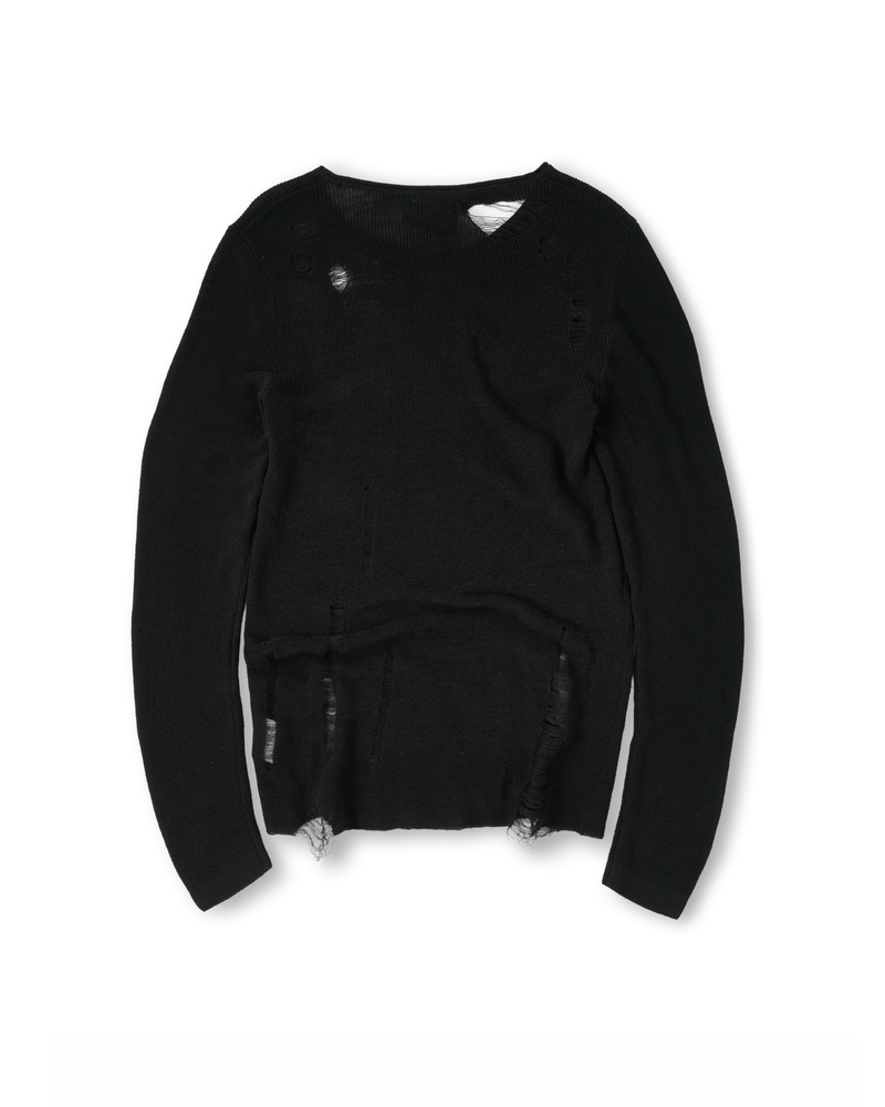 KNIT DISTRESSED BLACK LONG SLEEVES