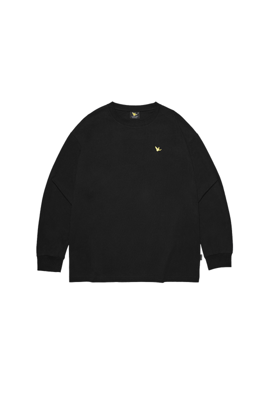BLACK WII BASIC ANGEL LONG SLEEVE COTTON TEE