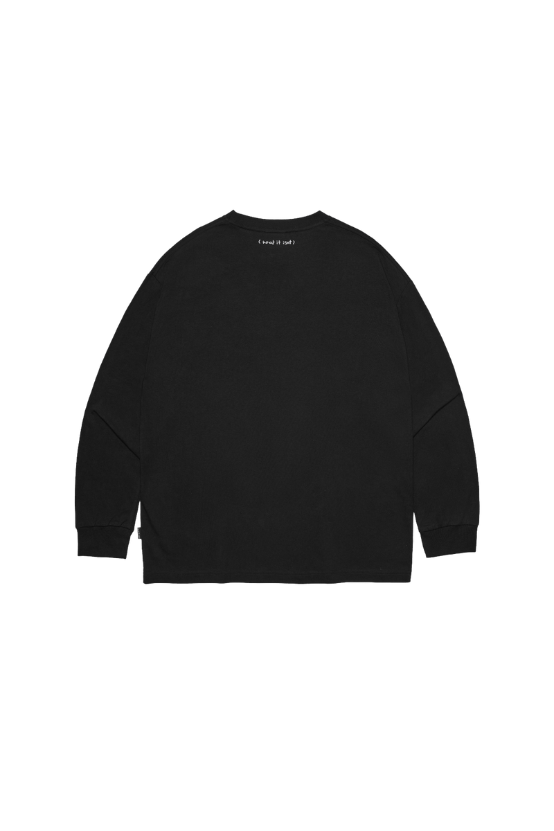 BLACK WII BASIC ANGEL LONG SLEEVE COTTON TEE