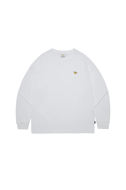 WHITE WII BASIC ANGEL LONG SLEEVE COTTON TEE